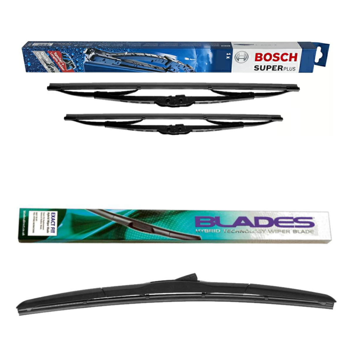 Bosch Super+ Replacement Front Screen Windscreen Wiper Blades + Wurth Screen Wash Kor&o 1999-2002 main image 1