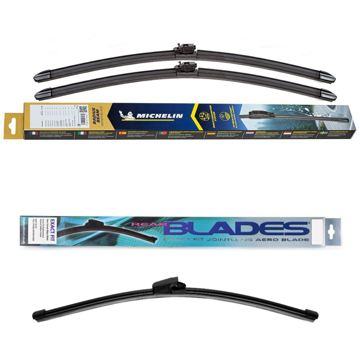 Ace Car Parts Frameless Wiper Blades For Skoda Fabia Mk2 Hatchback 5/2007-4/2015 - 21" Pair, Pinch Tab