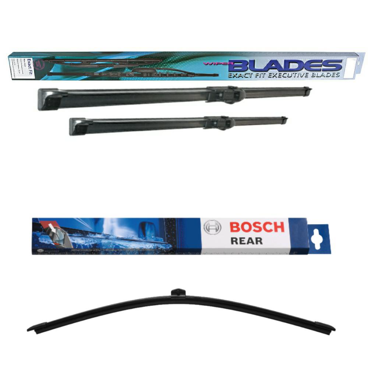 Blades Exact Fit and Bosch Rear Screen - Triple Pack | Windscreen Wipers
